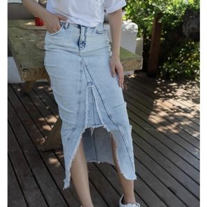 Third by Cee denim front slit maxi skirt